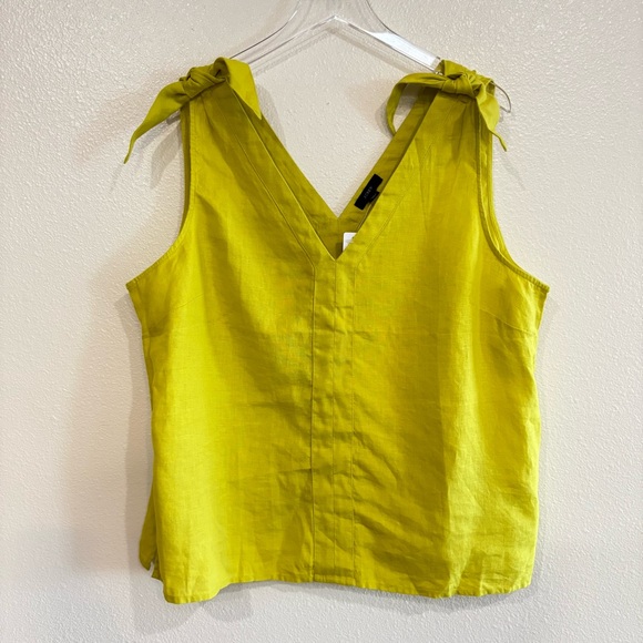 J. Crew Bow Tie Shoulder Linen Tank in Chartreuse Limoncello size XXL NWT - Picture 5 of 10
